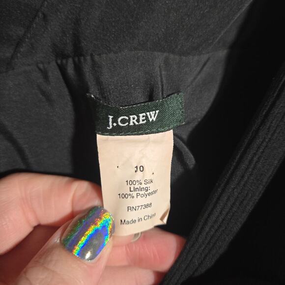 J. Crew Y2K Sophia Black 100% Silk Chiffon Surplice Empire Fairy Goth Dress 10 - Picture 2 of 7